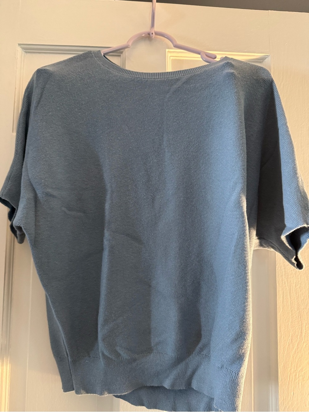 Quince Light Blue Women's Crewneck Short-Sleeve Top